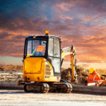 Dozer dijalankan di sore hari